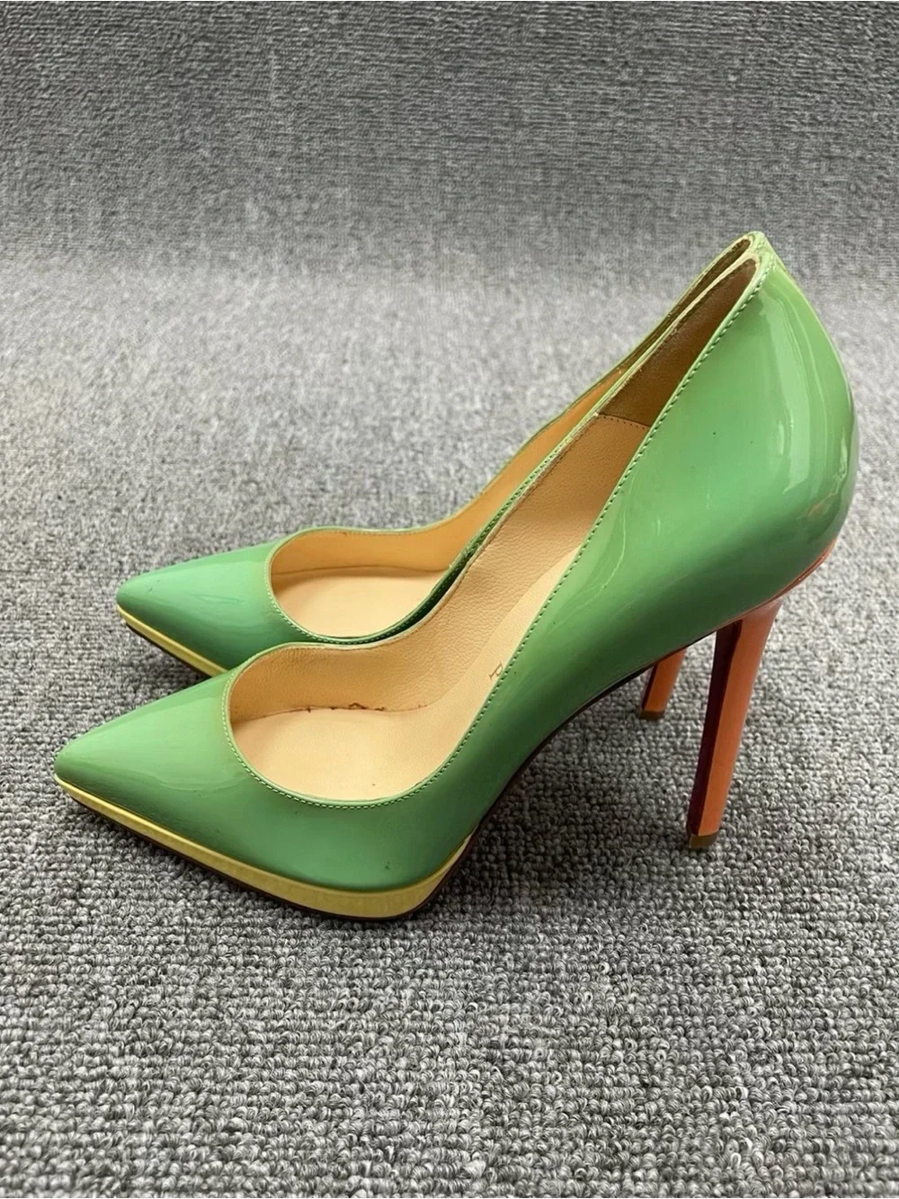 Christian Louboutin Glossy Mint Green Patent Pointed-Toe Pumps